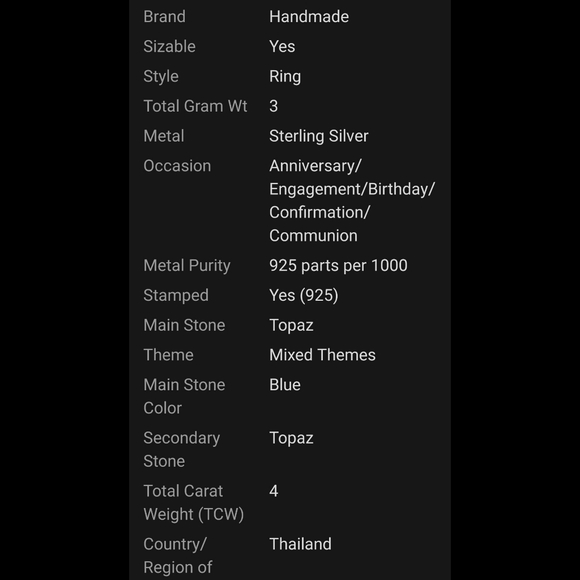 3CT GENUINE BLUE TOPAZ WITH WHITE HALO STONES .925 - Picture 5 of 5